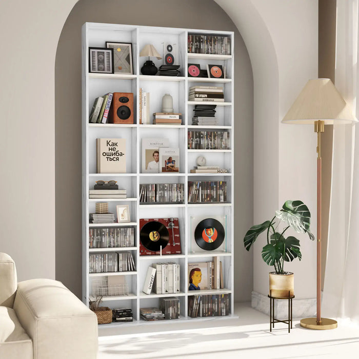 Media Display Unit Marble Effect | 36 Cubes with Adjustable Shelves - Little and Giant Explorers HOMCOM