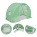 Medium walk-in garden greenhouse with green PE mesh cover, zip door, and metal frame details