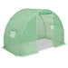 Medium walk-in green mesh greenhouse with roll-up door and side windows for gardening