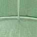 Green mesh PE greenhouse cover with metal frame close-up