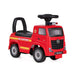 Red toy fire truck with Mercedes-Benz logo on a white background