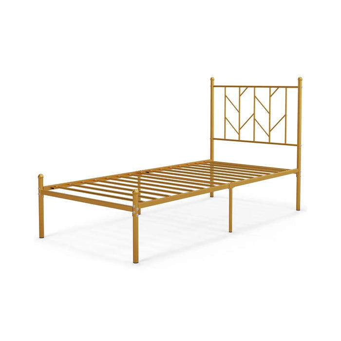 Metal Bed Frame with Headboard – Gold Finish | Single Bed with Under-Bed Storage COSTWAY - Little and Giant Explorers Costway