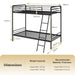 Metal Bunk Bed – Black | Single Over Single - Guardrails and Ladder COSTWAY - Little and Giant Explorers Costway
