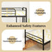 Metal Bunk Bed – Black | Single Over Single - Guardrails and Ladder COSTWAY - Little and Giant Explorers Costway