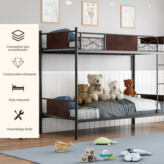 Metal Bunk Bed Frame - Single | Over Single Convertible Design - Industrial Style COSTWAY - Little and Giant Explorers Costway