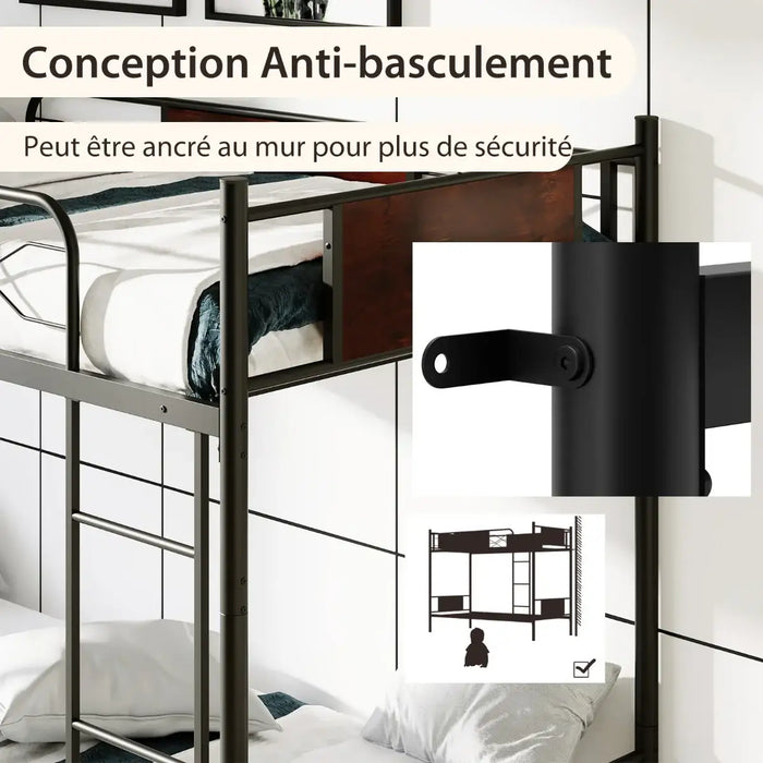 Metal Bunk Bed Frame - Single | Over Single Convertible Design - Industrial Style COSTWAY - Little and Giant Explorers Costway