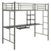 Metal Bunk Bed Frame with Desk and Storage Shelves in Silver (95 x 200cm) - Little and Giant Explorers Costway