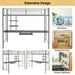 Metal Bunk Bed Frame with Desk and Storage Shelves in Silver (95 x 200cm) - Little and Giant Explorers Costway