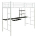 Metal Bunk Bed Frame with Desk and Storage Shelves in White (95 x 200cm) - Little and Giant Explorers Costway