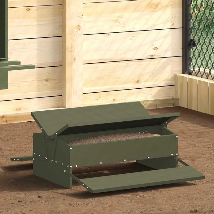 Metal Chicken Treadle Feeder – Olive Green Steel | 10kg Automatic Poultry Feeder VIDAXL - Little and Giant Explorers
