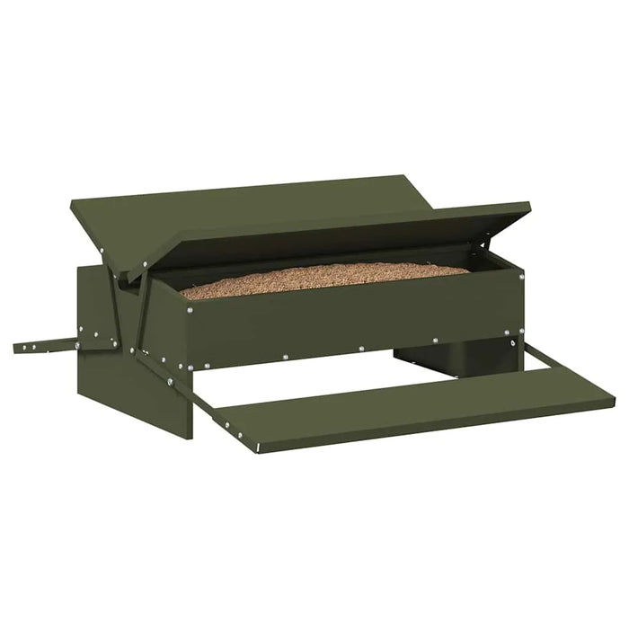 Metal Chicken Treadle Feeder – Olive Green Steel | 10kg Automatic Poultry Feeder VIDAXL - Little and Giant Explorers