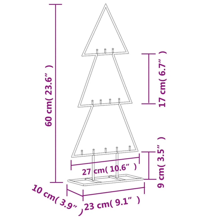 Metal Christmas Tree for Decoration in Black 60cm - Little and Giant Explorers vidaXL