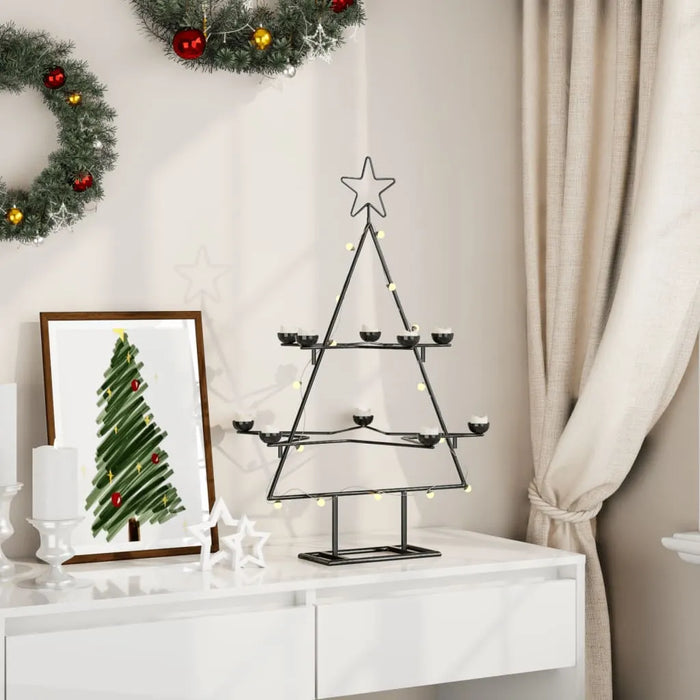 Metal Christmas Tree for Decoration with Tealight Holders 75cm - Little and Giant Explorers vidaXL