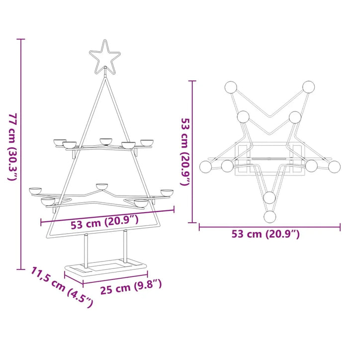 Metal Christmas Tree for Decoration with Tealight Holders 75cm - Little and Giant Explorers vidaXL