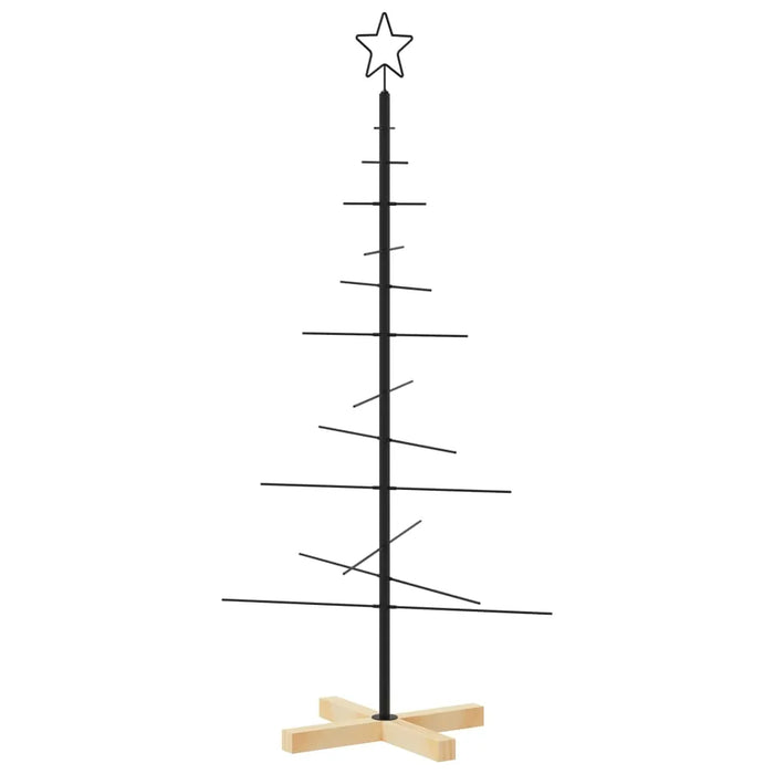 Metal Christmas Tree with Wooden Base in Black 120cm - Little and Giant Explorers vidaXL