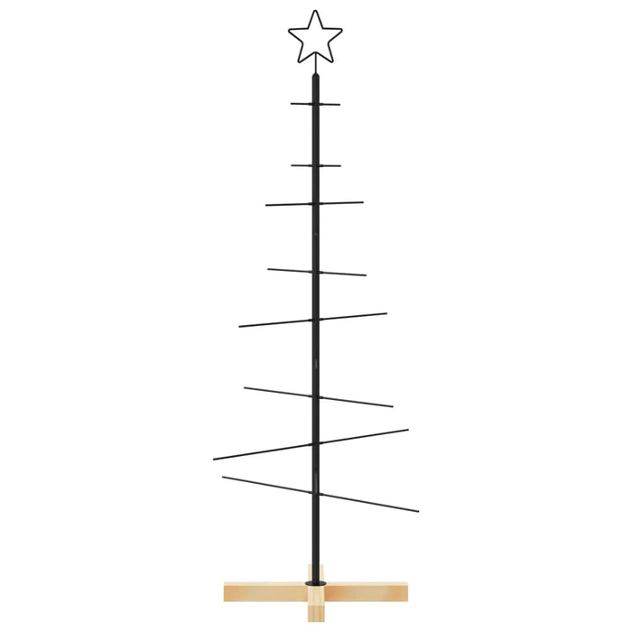 Metal Christmas Tree with Wooden Base in Black 120cm - Little and Giant Explorers vidaXL