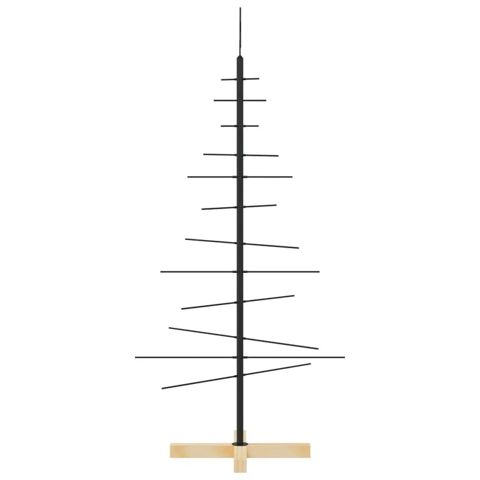 Metal Christmas Tree with Wooden Base in Black 120cm - Little and Giant Explorers vidaXL