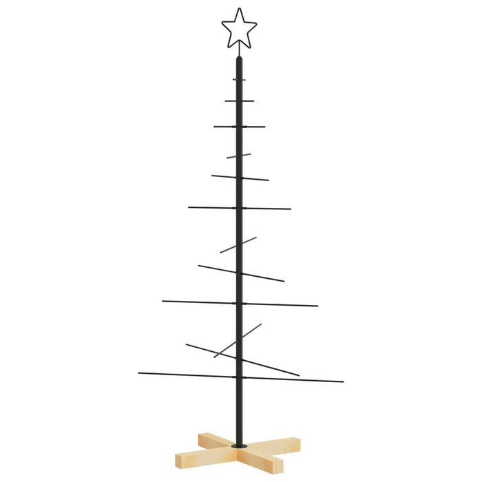 Metal Christmas Tree with Wooden Base in Black 120cm - Little and Giant Explorers vidaXL