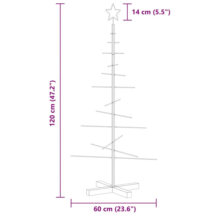 Metal Christmas Tree with Wooden Base in Black 120cm - Little and Giant Explorers vidaXL