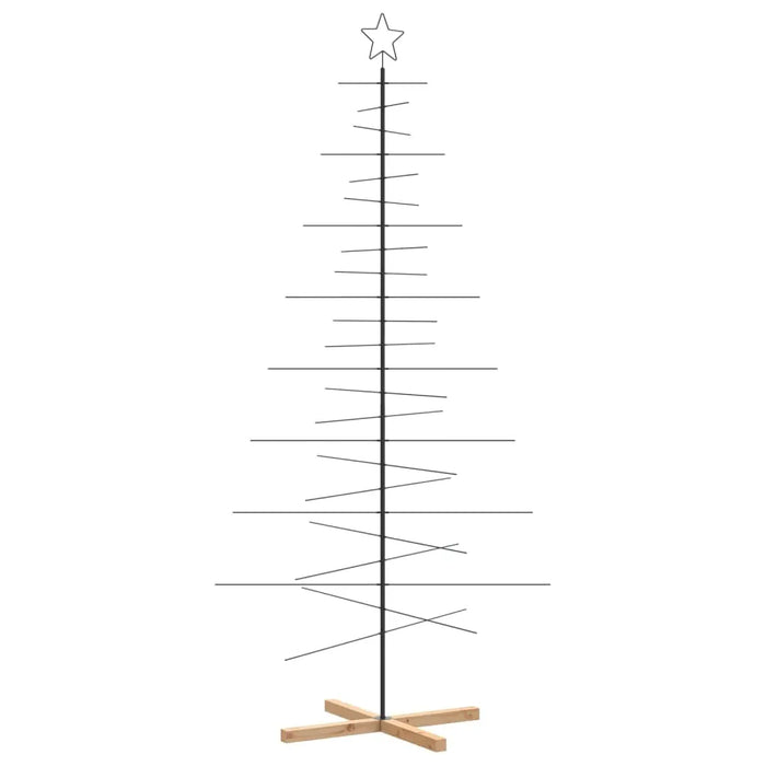 Metal Christmas Tree with Wooden Base in Black 210cm - Little and Giant Explorers vidaXL