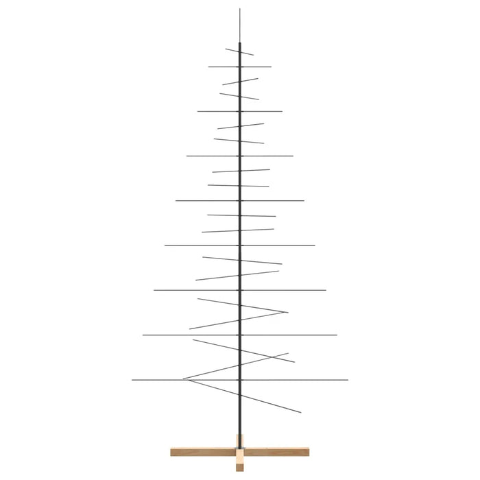 Metal Christmas Tree with Wooden Base in Black 210cm - Little and Giant Explorers vidaXL