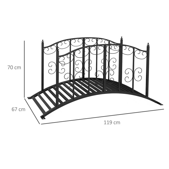 Metal Decorative Scrollwork Arch Garden Bridge in Black 1.2m - Little and Giant Explorers Outsunny