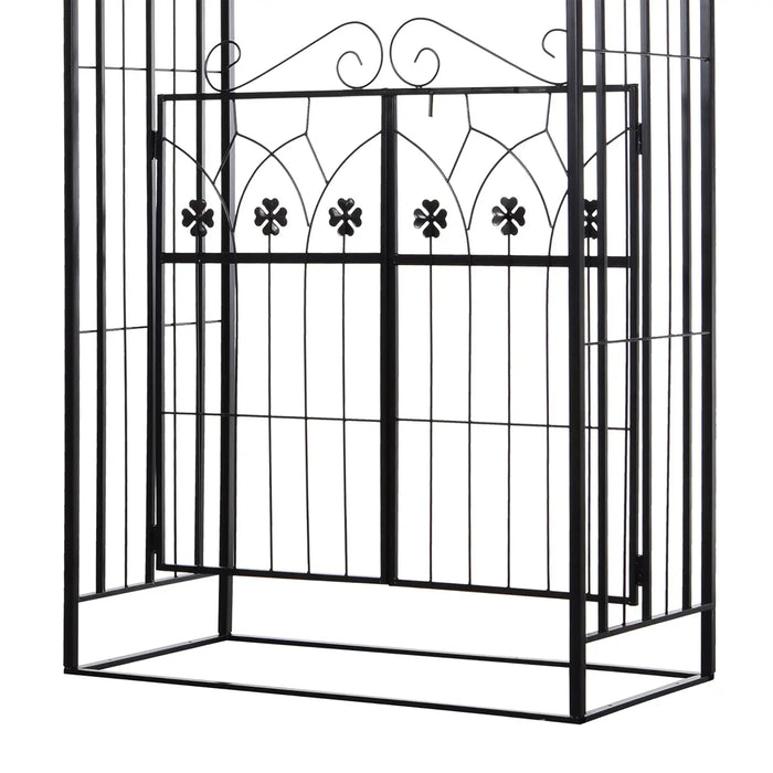 Garden Arch Gate Matte Black | Two Doors and Side Trellis for Elegant Garden Entrance - Little and Giant Explorers Outsunny