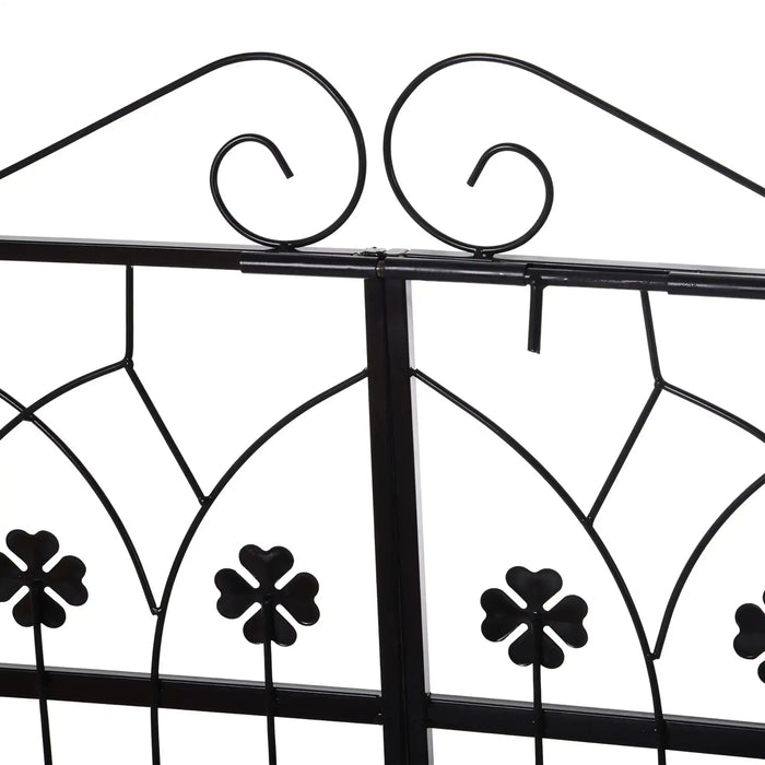 Garden Arch Gate Matte Black | Two Doors and Side Trellis for Elegant Garden Entrance - Little and Giant Explorers Outsunny