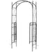 Metal Garden Arch Matte Black | Powder-Coated Steel with Two Gates and Side Trellis - Little and Giant Explorers Outsunny