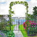 Metal Garden Arch Matte Black | Powder-Coated Steel with Two Gates and Side Trellis - Little and Giant Explorers Outsunny