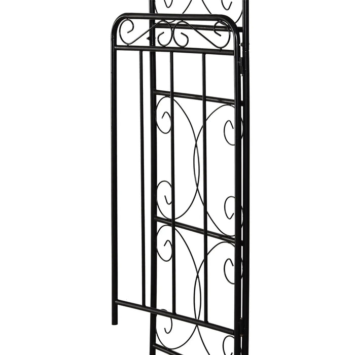 Metal Garden Arch Matte Black | Powder-Coated Steel with Two Gates and Side Trellis - Little and Giant Explorers Outsunny