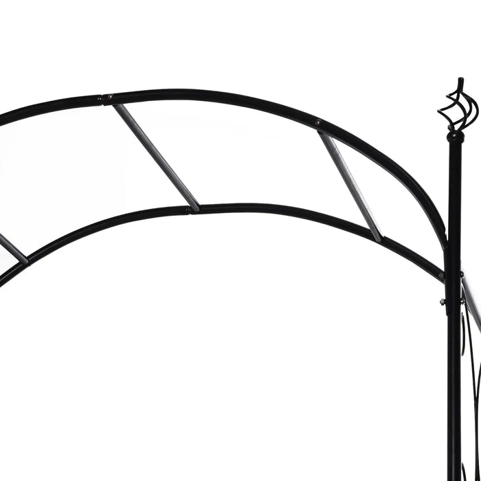 Metal Garden Arch Matte Black | Powder-Coated Steel with Two Gates and Side Trellis - Little and Giant Explorers Outsunny