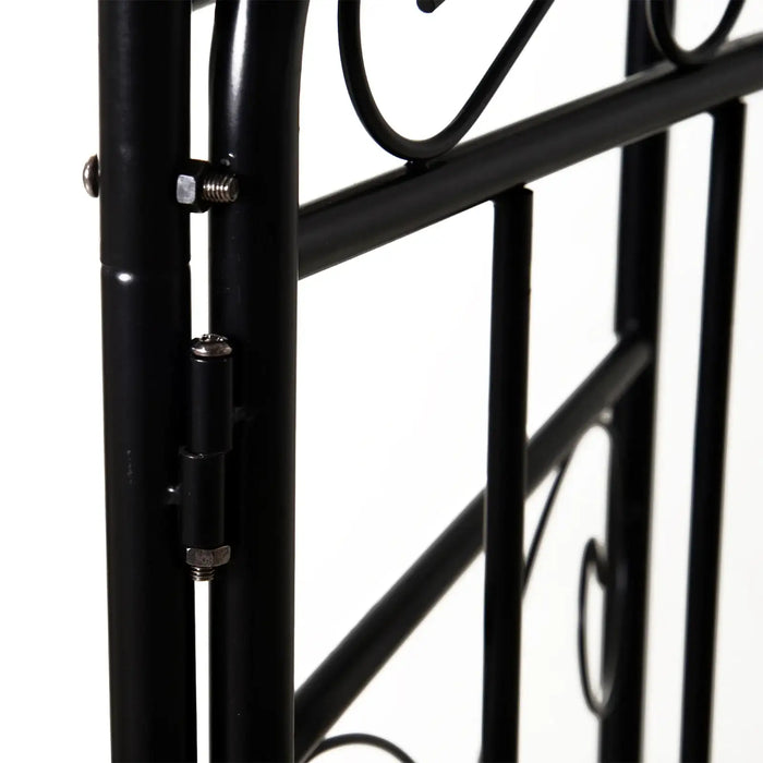 Metal Garden Arch Matte Black | Powder-Coated Steel with Two Gates and Side Trellis - Little and Giant Explorers Outsunny