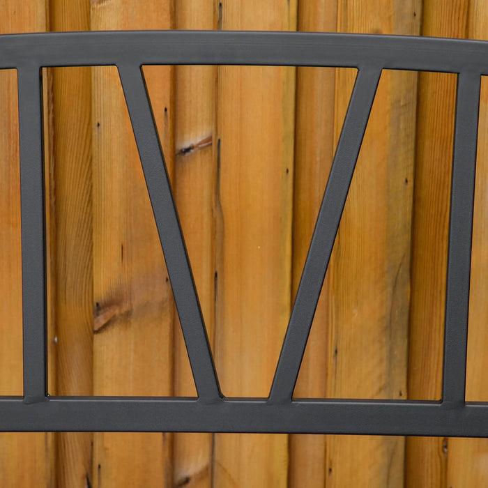 Metal Garden Bench – Black | Two Seater Outdoor Bench with High Back and Armrests OUTSUNNY