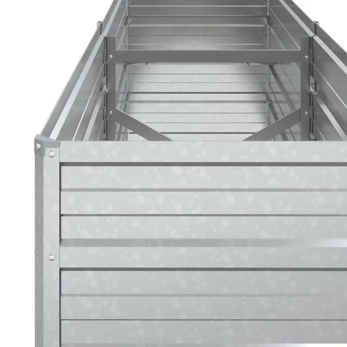 Silver galvanized steel raised garden bed with heavy-duty weather-resistant panels