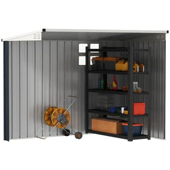 Metal Garden Storage Shed – Dark Grey Galvanised Steel | Window and Vents OUTSUNNY - Little and Giant Explorers Outsunny