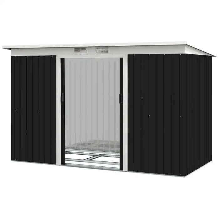 Metal Garden Storage Shed – Dark Grey | Galvanised Steel - Sliding Lockable Doors OUTSUNNY - Little and Giant Explorers Outsunny