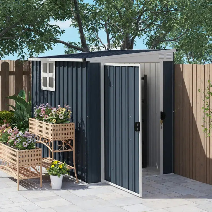 Metal Garden Storage Shed – Dark Grey | Galvanised Steel - Window and Vents OUTSUNNY - Little and Giant Explorers Outsunny
