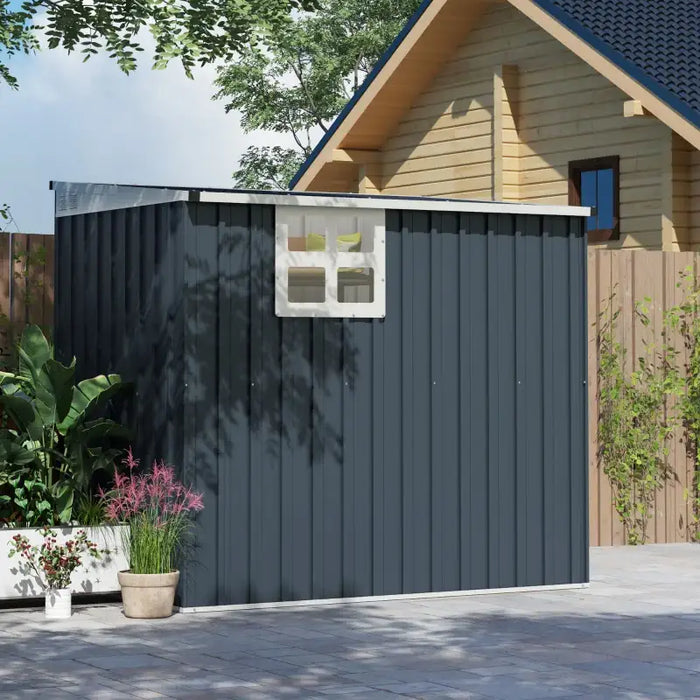 Metal Garden Storage Shed – Dark Grey | Galvanised Steel - Window and Vents OUTSUNNY - Little and Giant Explorers Outsunny