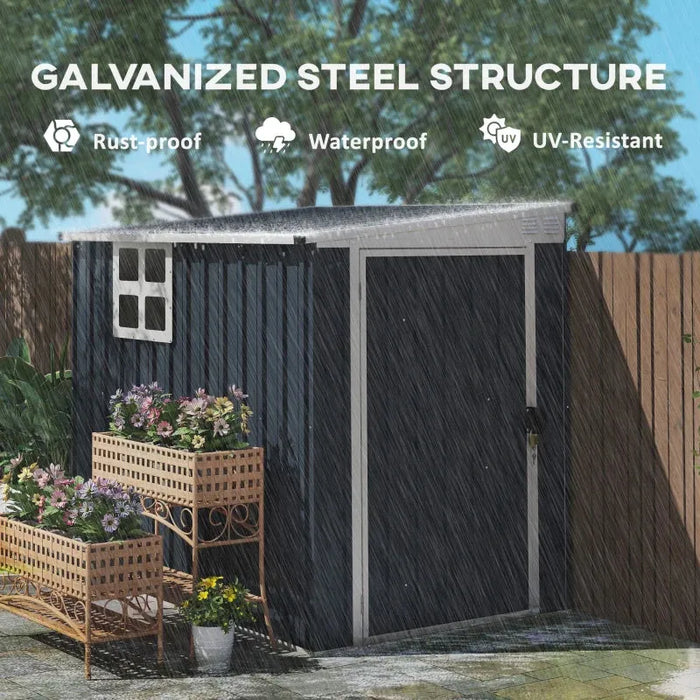 Metal Garden Storage Shed – Dark Grey | Galvanised Steel - Window and Vents OUTSUNNY - Little and Giant Explorers Outsunny
