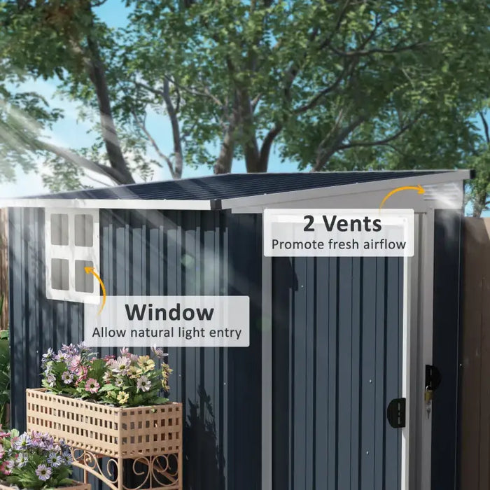 Metal Garden Storage Shed – Dark Grey | Galvanised Steel - Window and Vents OUTSUNNY - Little and Giant Explorers Outsunny