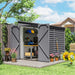 Garden Shed Grey Galvanised Steel | Lean-To Design with Double Doors - Little and Giant Explorers Outsunny