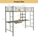 Metal Loft Bed with Desk and Shelves – Grey | Space-Saving High Sleeper Bed Frame COSTWAY - Little and Giant Explorers