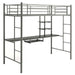 Metal Loft Bed with Desk and Shelves – Grey | Space-Saving High Sleeper Bed Frame COSTWAY - Little and Giant Explorers
