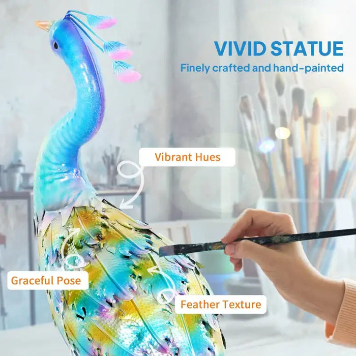Metal Peacock Garden Statue – Multicolour | Hand-Painted - Weather-Resistant OUTSUNNY - Little and Giant Explorers Outsunny