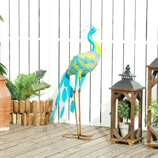 Metal Peacock Garden Statue – Multicolour | Hand-Painted - Weather-Resistant OUTSUNNY - Little and Giant Explorers Outsunny