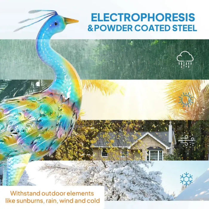 Metal Peacock Garden Statue – Multicolour | Hand-Painted - Weather-Resistant OUTSUNNY - Little and Giant Explorers Outsunny
