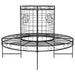 Black steel round tree bench with decorative wrap-around design, weather-resistant outdoor seating