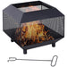 Metal Square Mesh Fire Pit Brazier with Lid - Little and Giant Explorers Outsunny