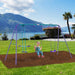 Metal Swing Set with Glider, Two Swing Seats and Adjustable Height - Little and Giant Explorers Outsunny